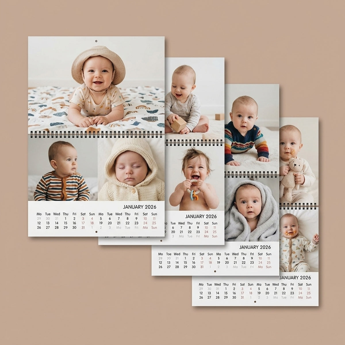 [Bundle of 4] Portrait Wall Calendar, 11" x 8"